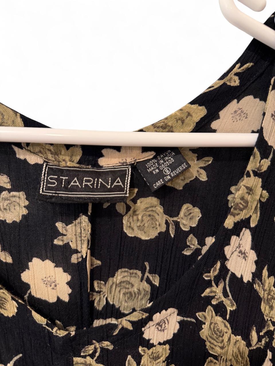 Vintage 90s Black Floral Maxi Dress
