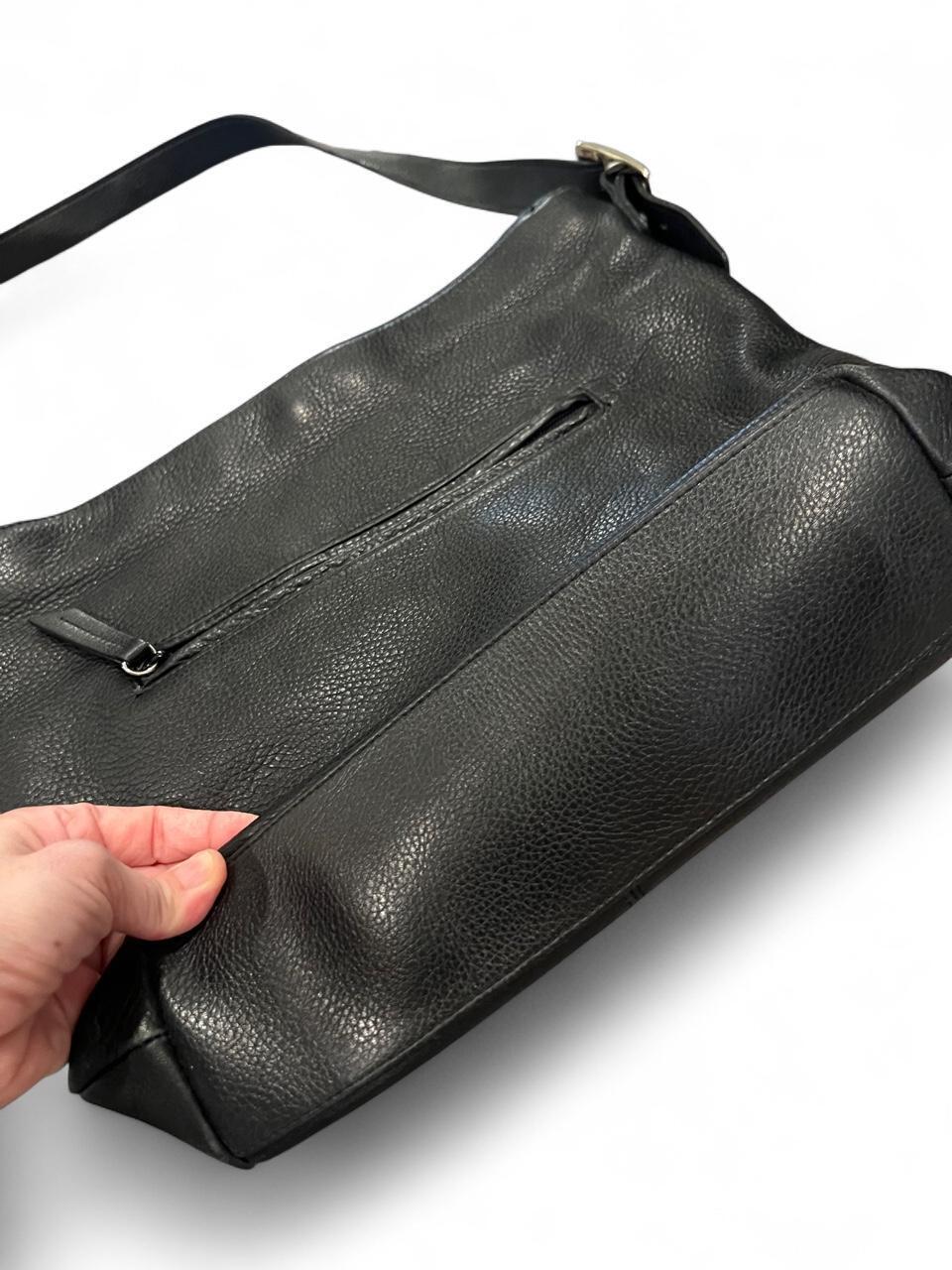 Black Leather Minimalist Shoulder Bag
