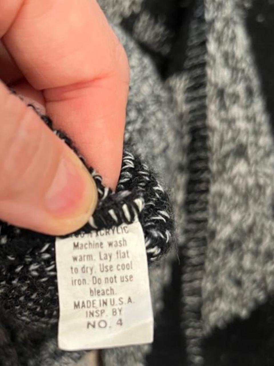 Vintage 90s Black Gray Abstract Knit Grandpa Sweater Made in USA