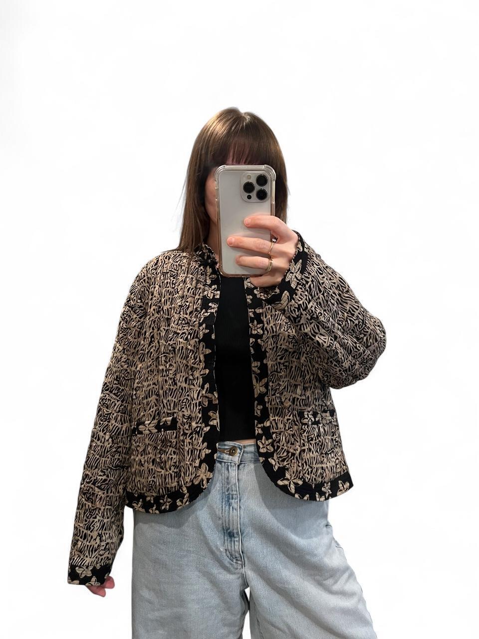 Vintage Reversible Quilted Jacket Floral Batik Lightweight