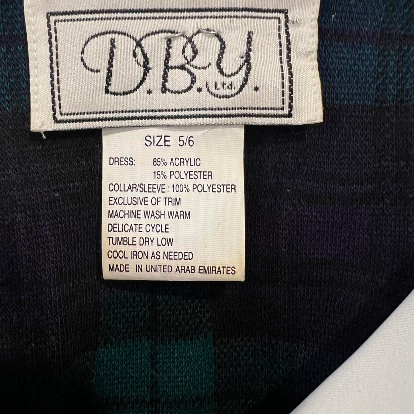 Vintage Plaid Babydoll Dress w Ruffle Collar