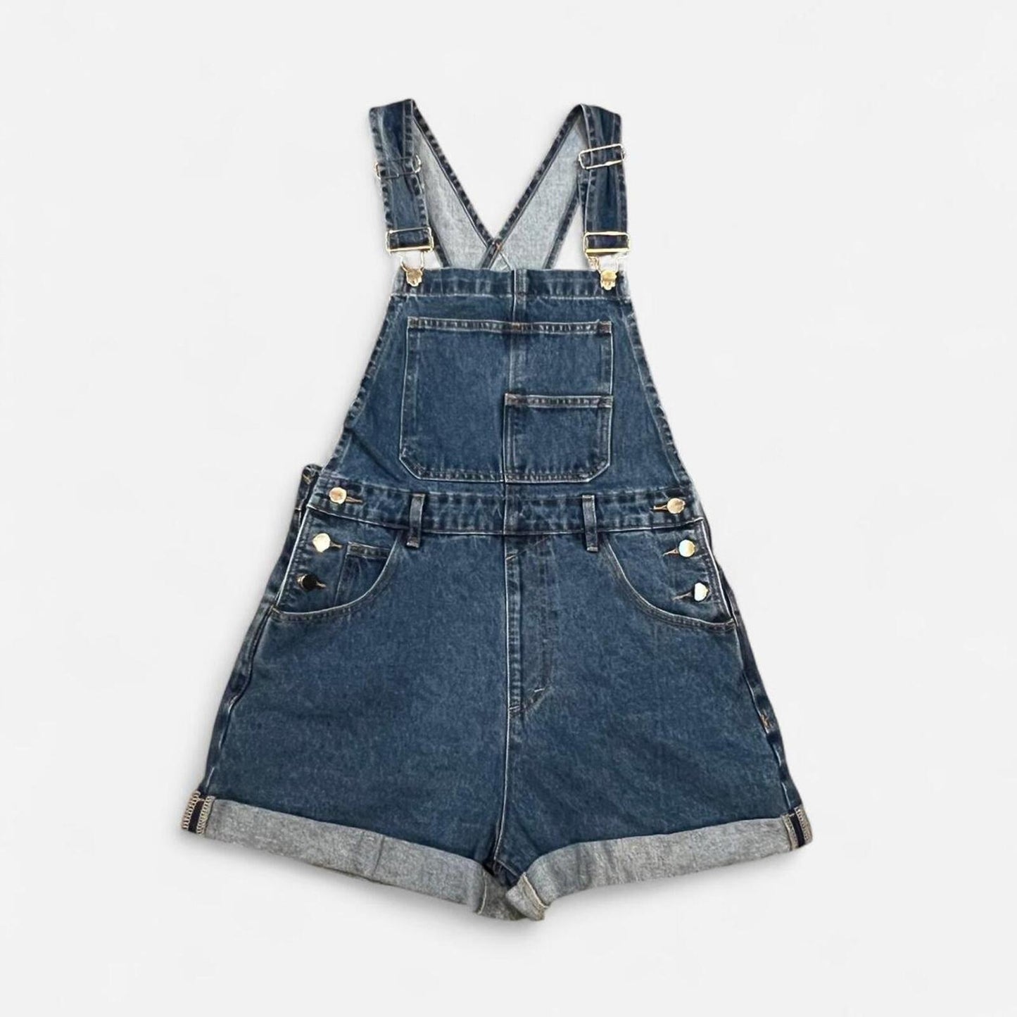 Y2K Denim Overall Shorts Carpenter Style Small