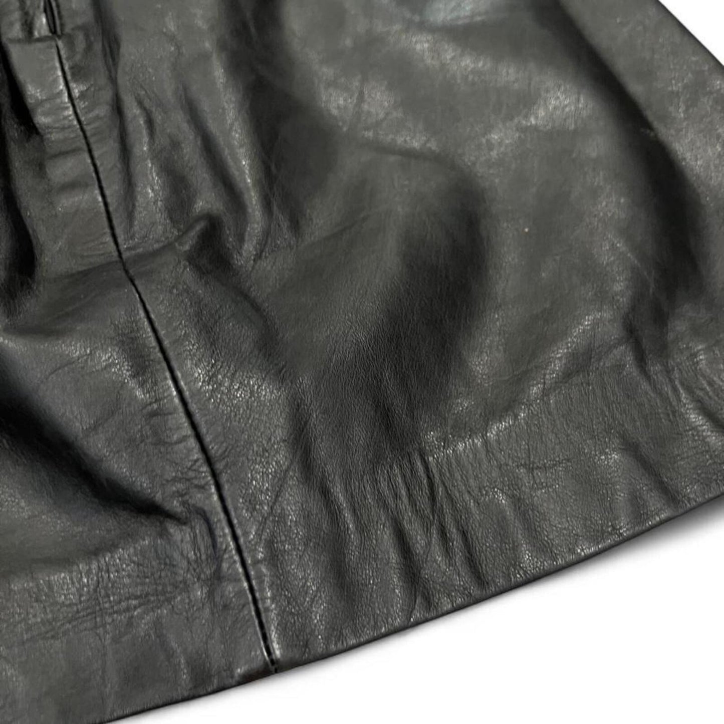 Vintage Black Leather Mini Skirt Genuine Leather Y2K 90s