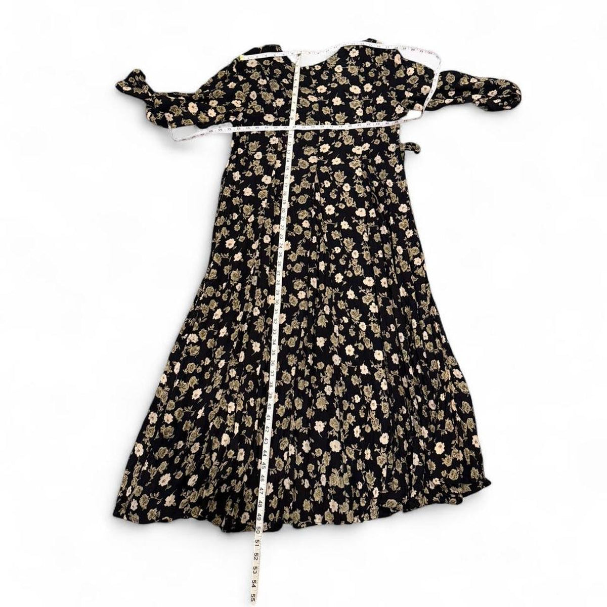 Vintage 90s Black Floral Maxi Dress