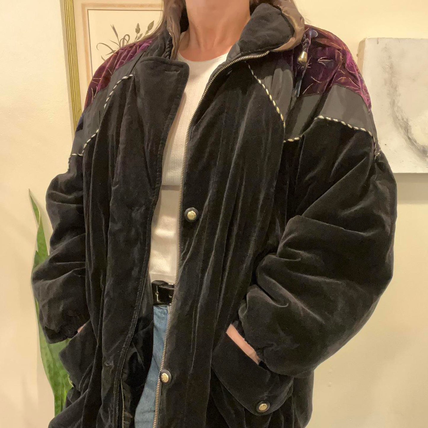 Vintage 90s Velvet Puffer Jacket