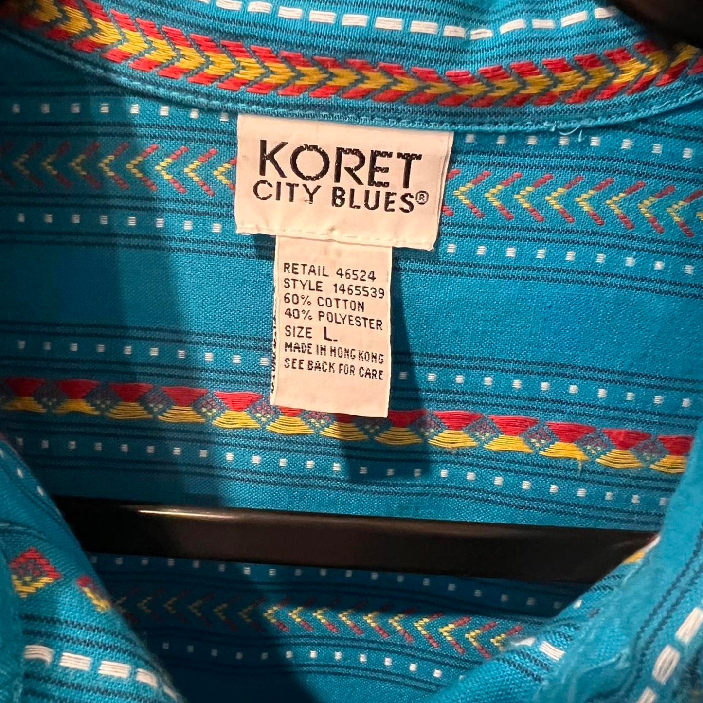Vintage 90’s Koret City Blues Teal Striped Button Down