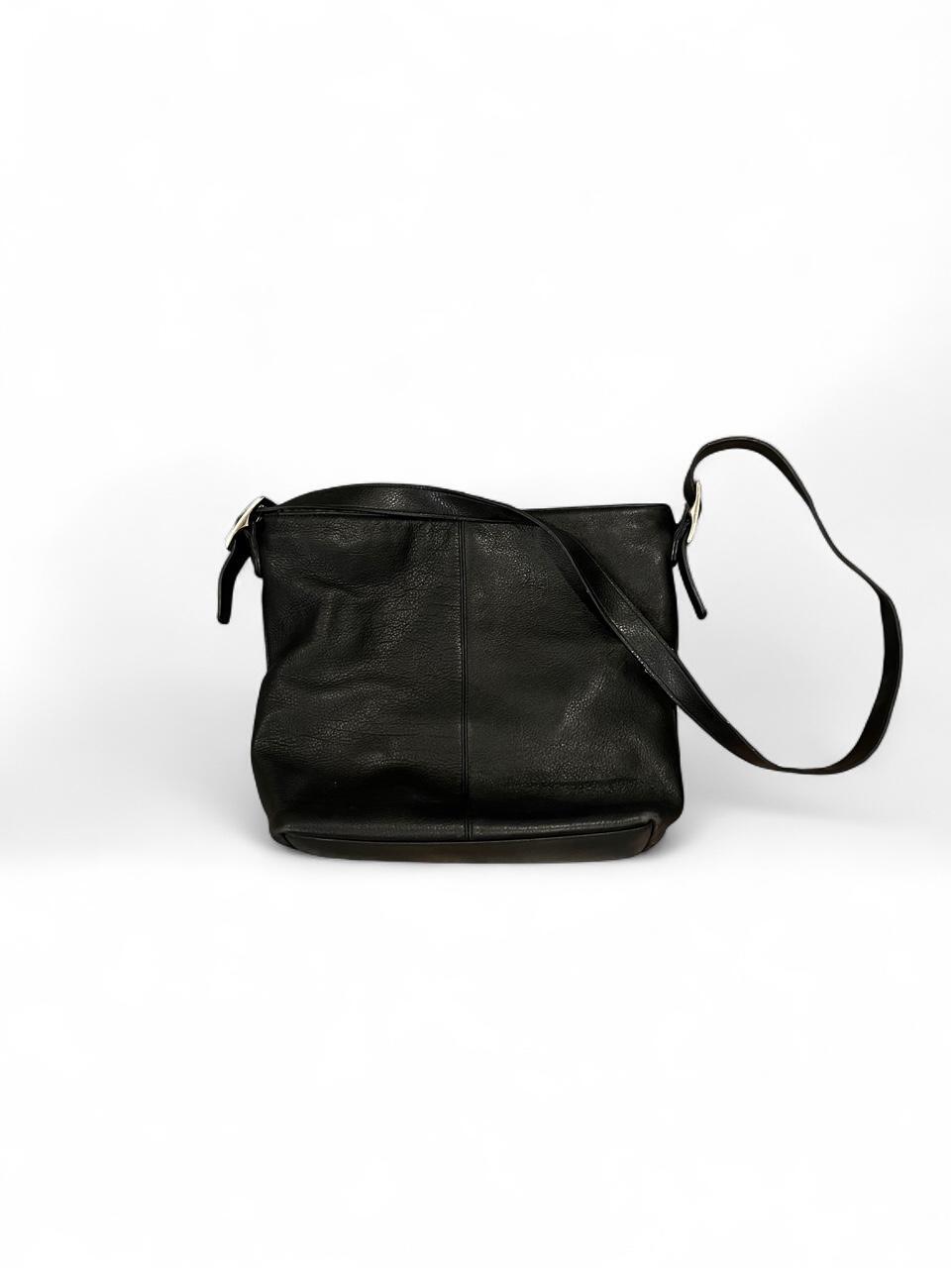 Black Leather Minimalist Shoulder Bag