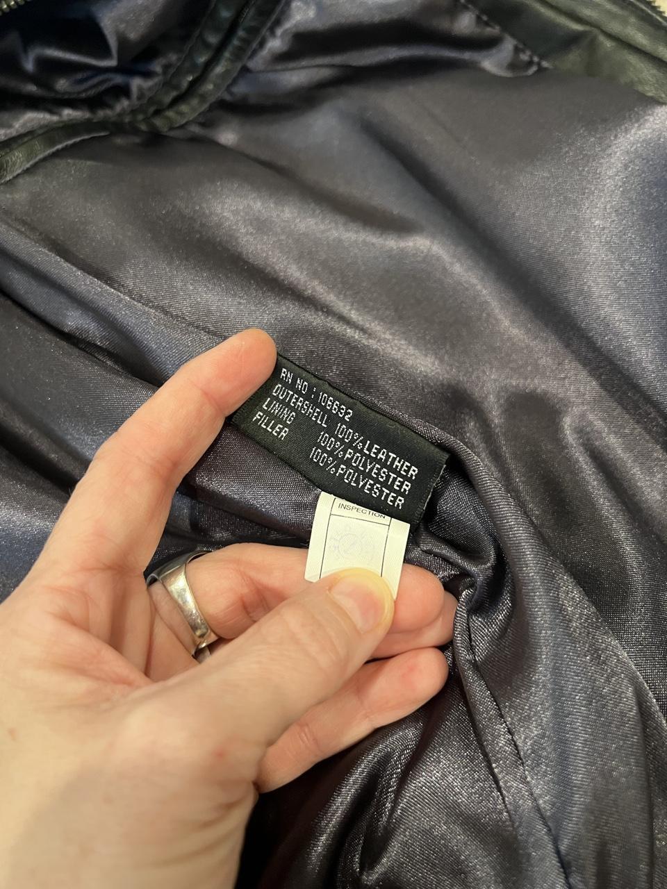 Vintage Black Leather Bomber Jacket Oversized Zip Front L