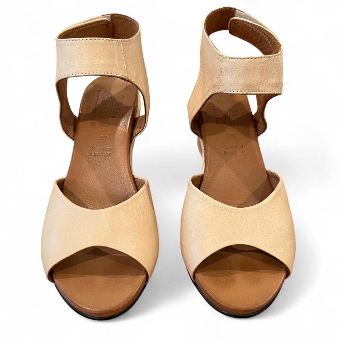 Vintage Minimal Leather Wedge Sandals