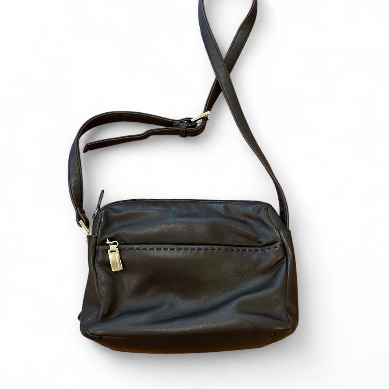 Vintage Liz Claiborne Brown Leather Crossbody Shoulder Bag Y2K
