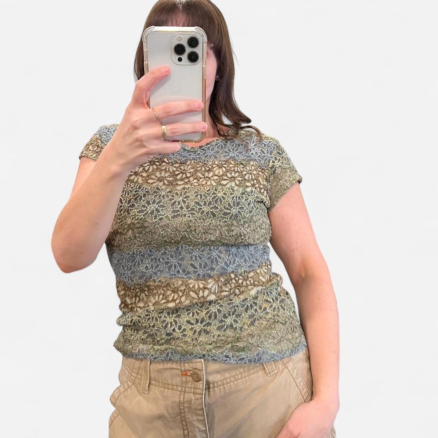 Y2K Sheer Lace Top Fairy Grunge Mesh Floral Stretch Tee