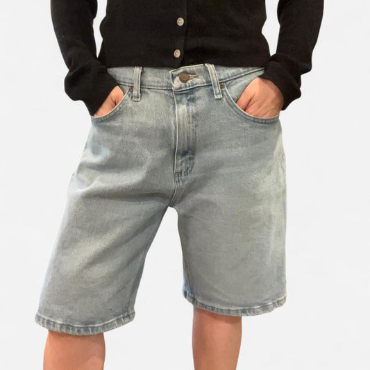 Wrangler Baggy Denim Shorts Light Wash Y2K Skater Fit