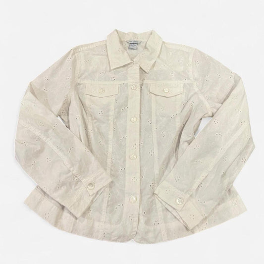Y2K White Eyelet Button Up Blouse Cottagecore