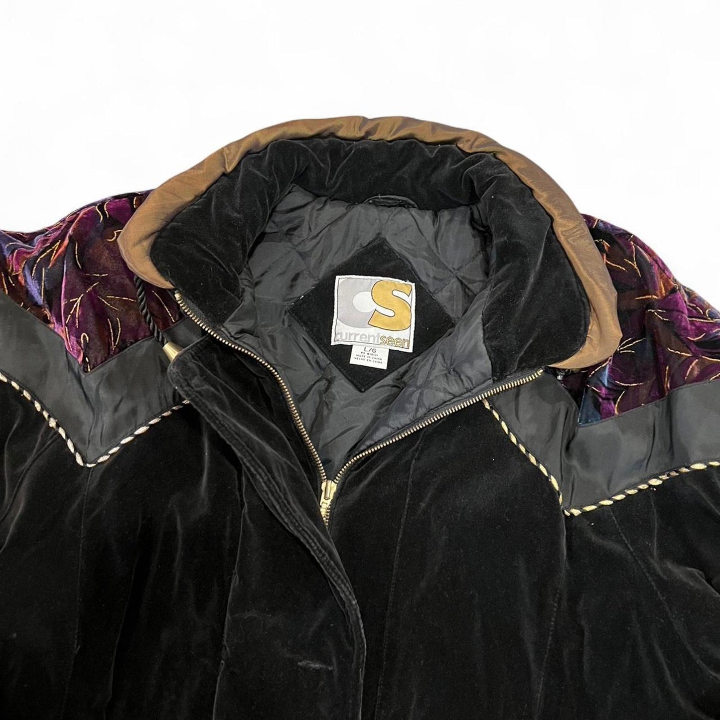 Vintage 90s Velvet Puffer Jacket
