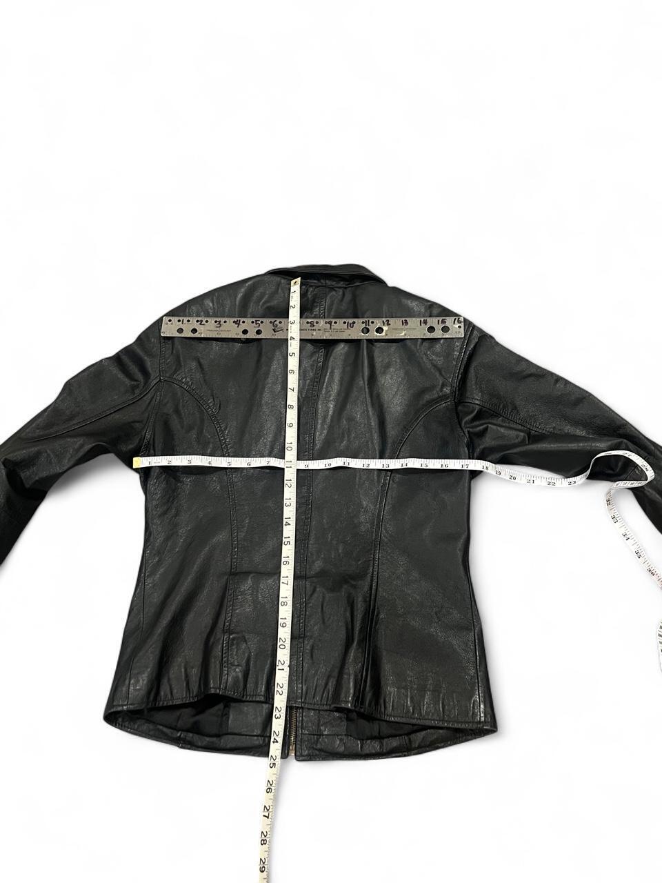Vintage Y2K Genuine Leather Zip Jacket Black Fitted Moto Minimalist