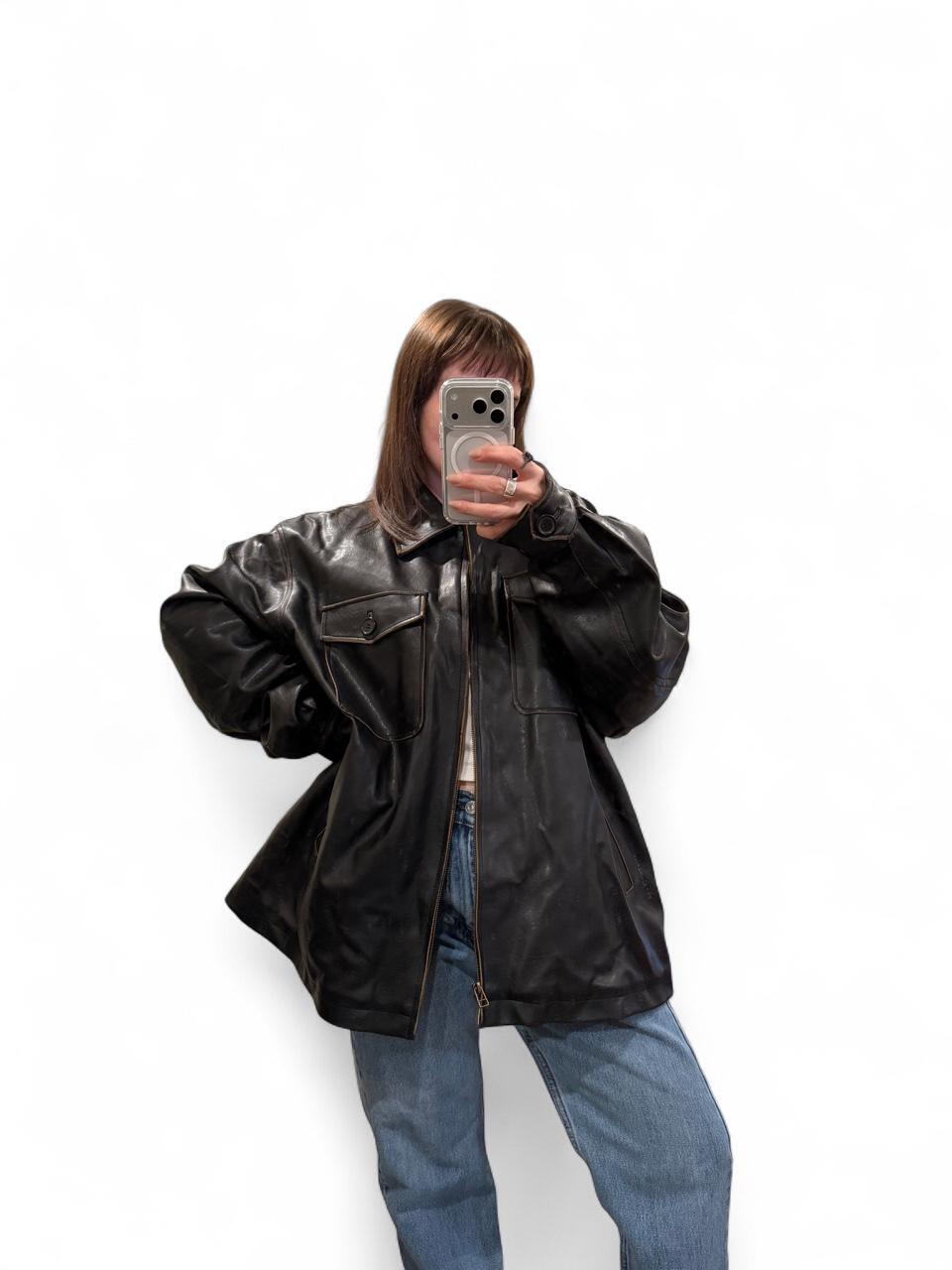 Vintage Faux Leather Sherpa Lined Jacket