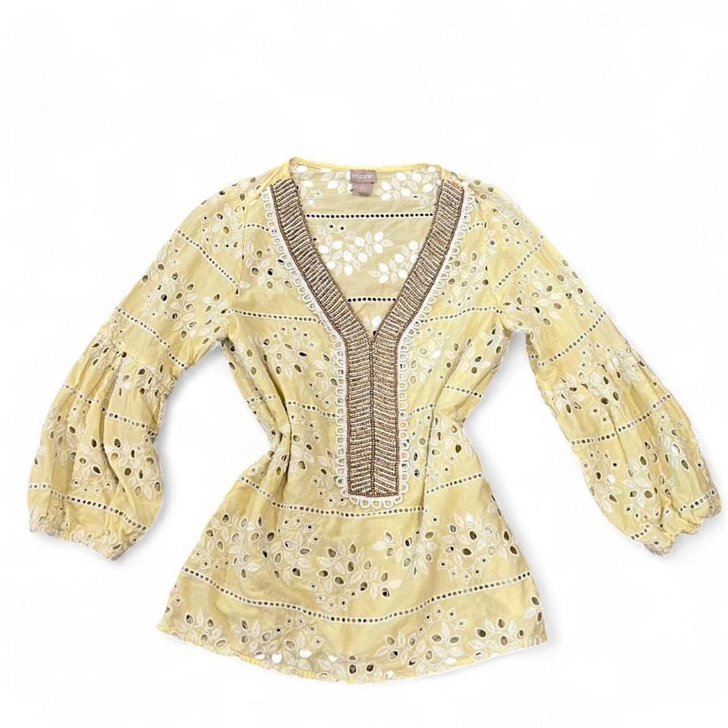 Beaded Eyelet Peasant Blouse
