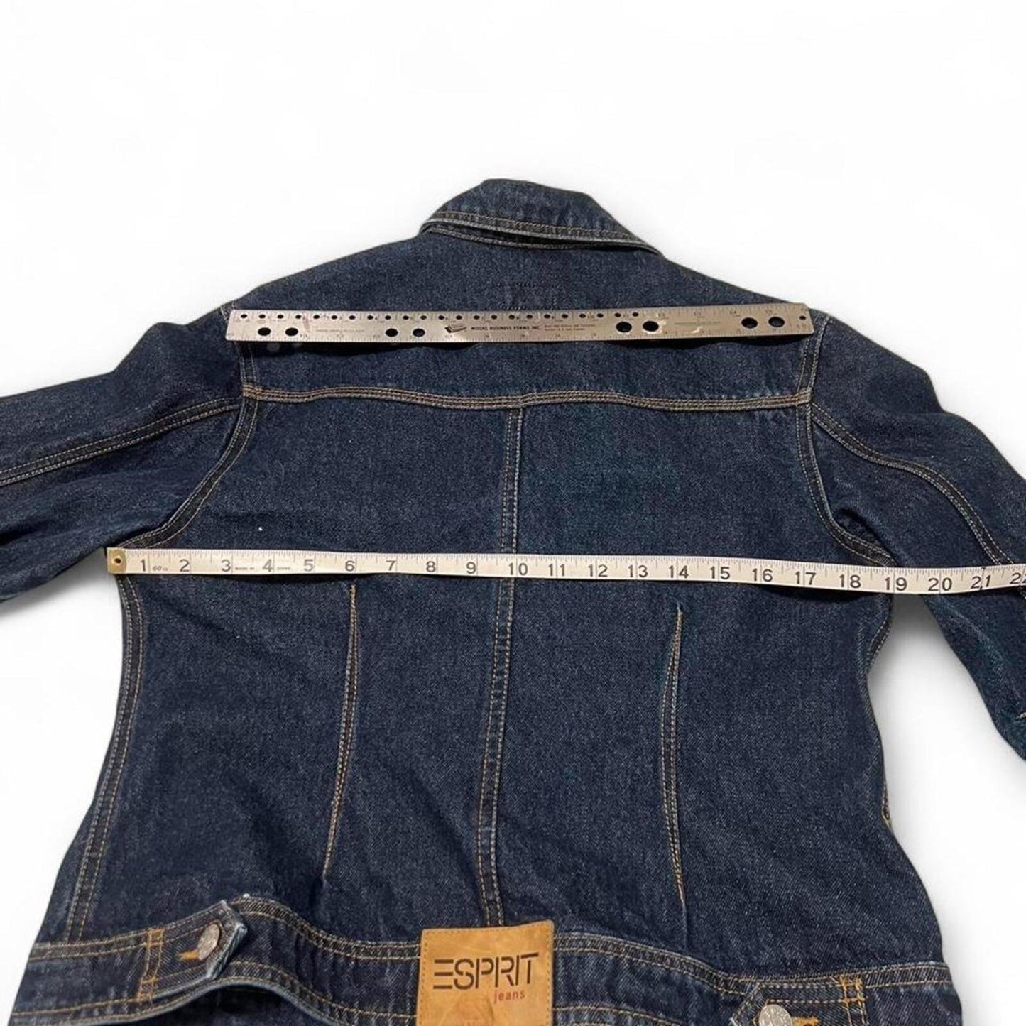 Vintage Y2K Esprit Dark Wash Denim Jacket Fitted Trucker