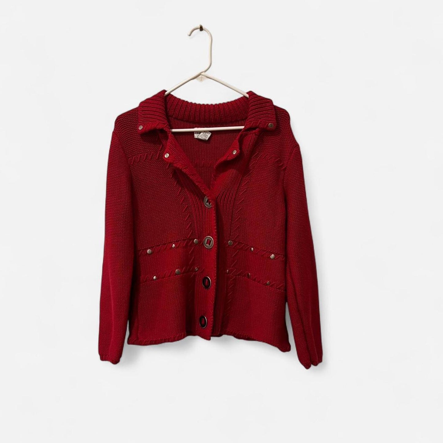 Vintage 90’s Red Cotton Knit Cardigan