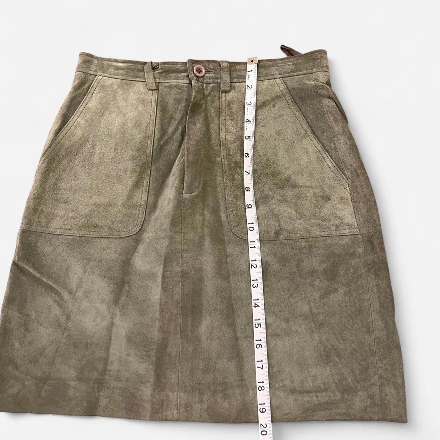 Vintage 90s Olive Suede Skirt