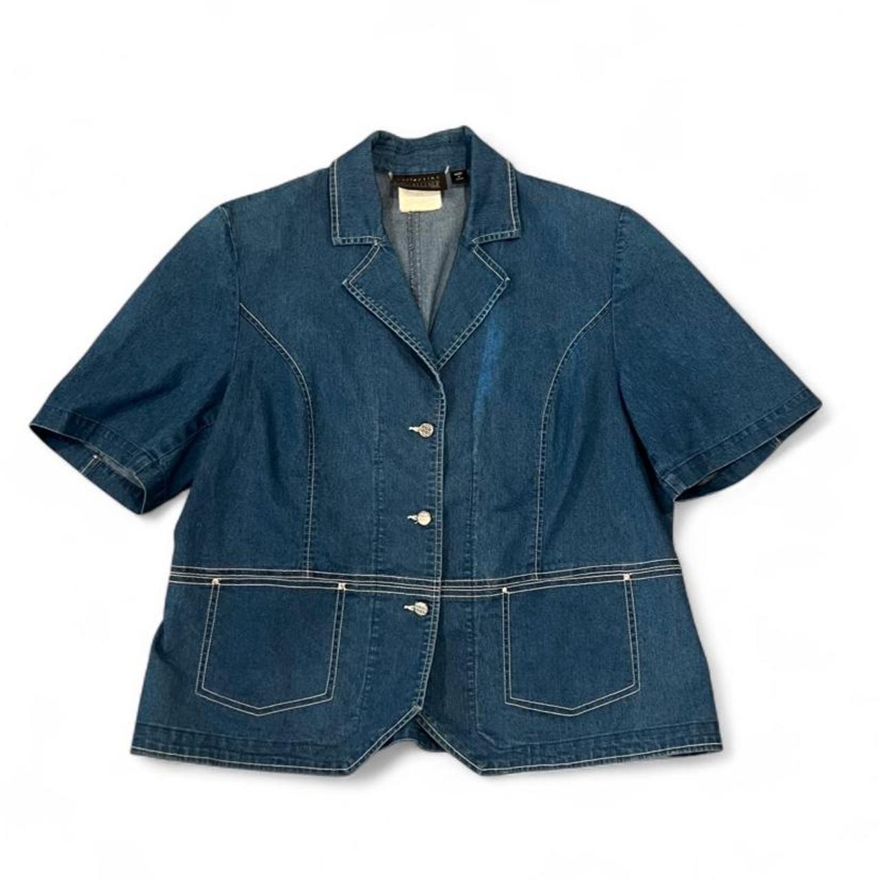Vintage Y2K Dark Wash Denim Button Front Utility Top
