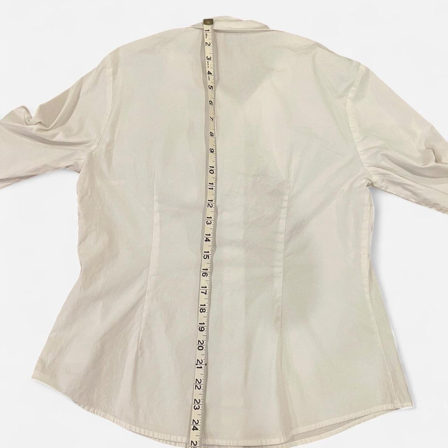 Vintage Y2K White Ruffle Button Up Blouse Fitted Stretch