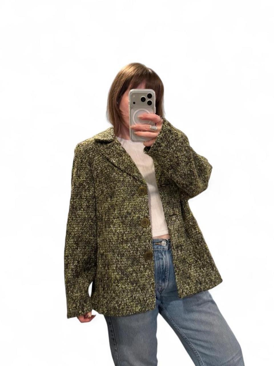 Y2K Green Bouclé Textured Jacket