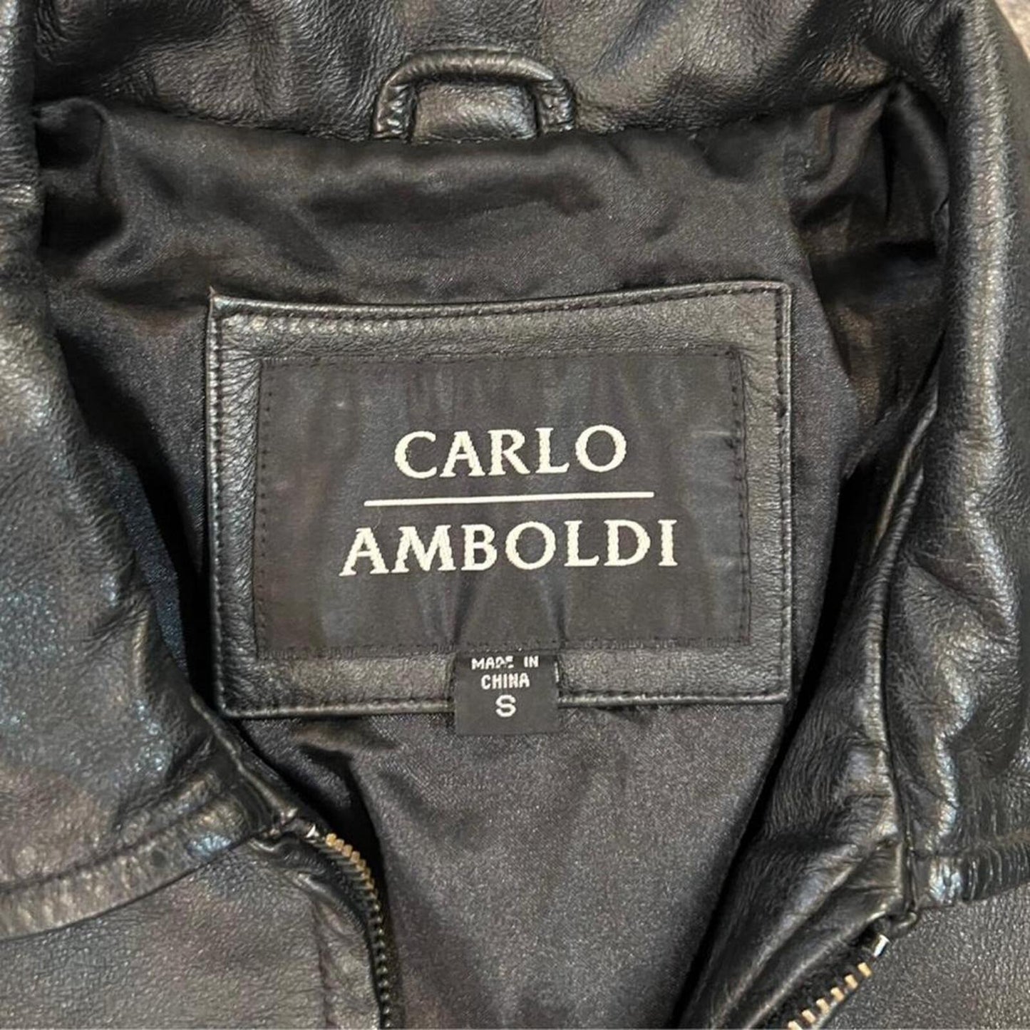 Vintage 90s Genuine Leather Black Zip Jacket Fitted