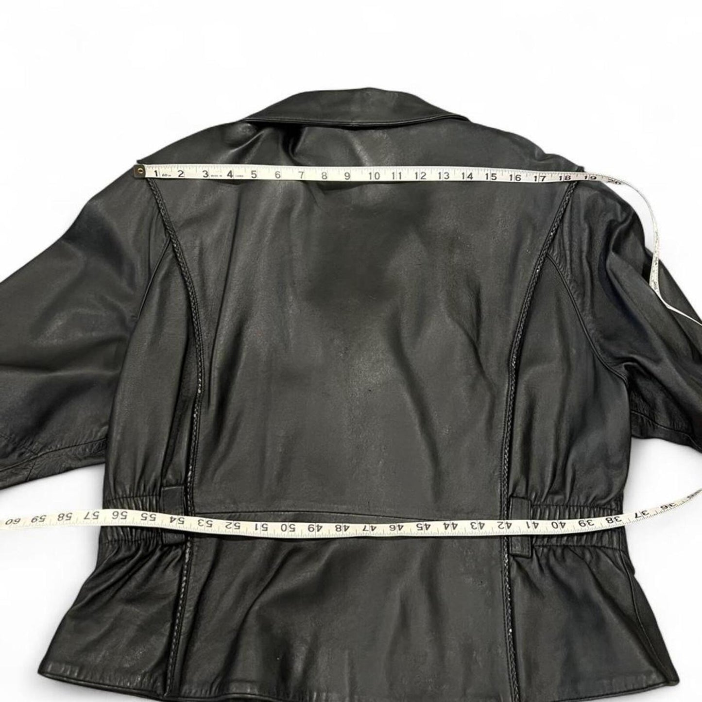 Vintage Black Leather Moto Jacket Oversized 90s Biker Coat XXL