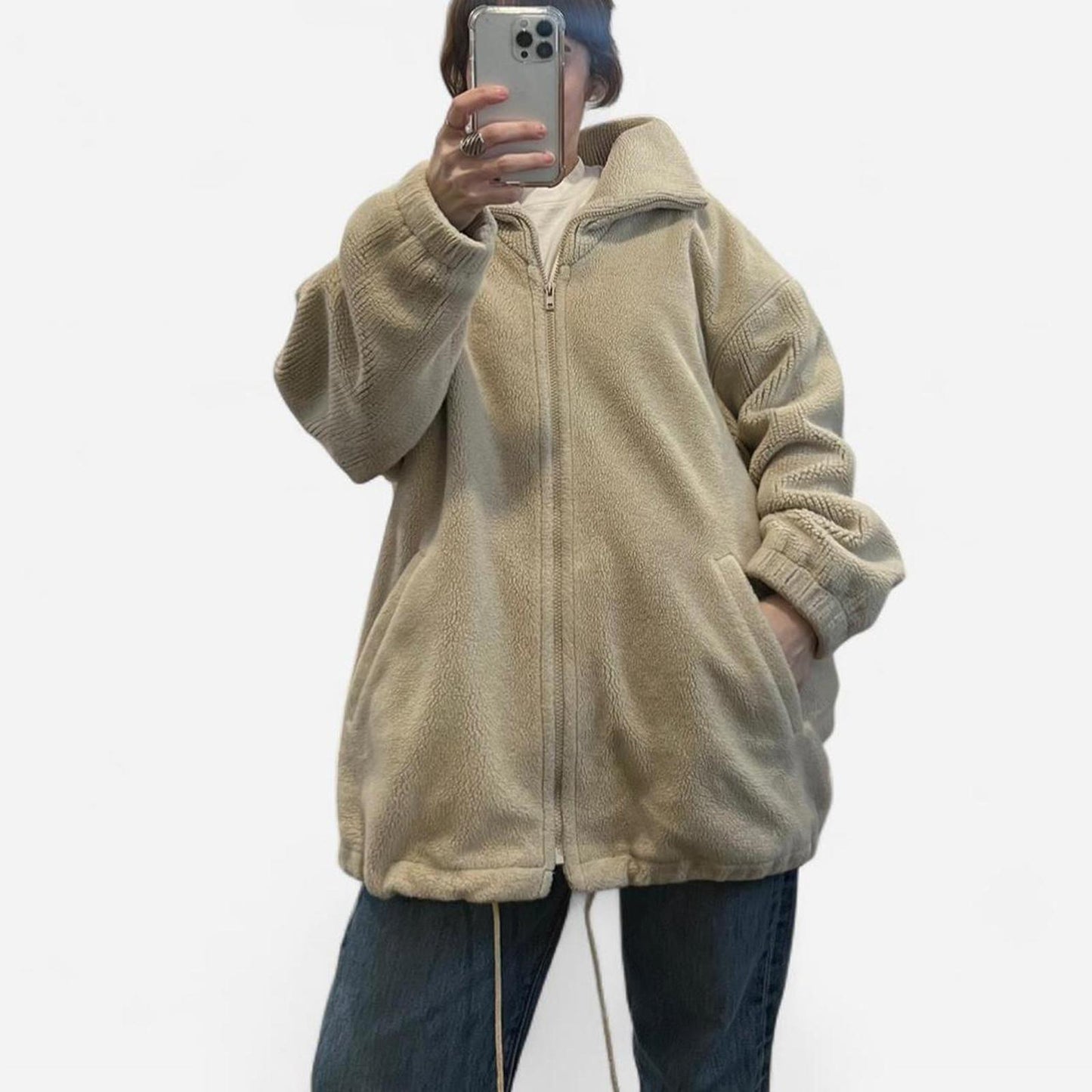 Vintage Y2K Oversized Beige Fleece