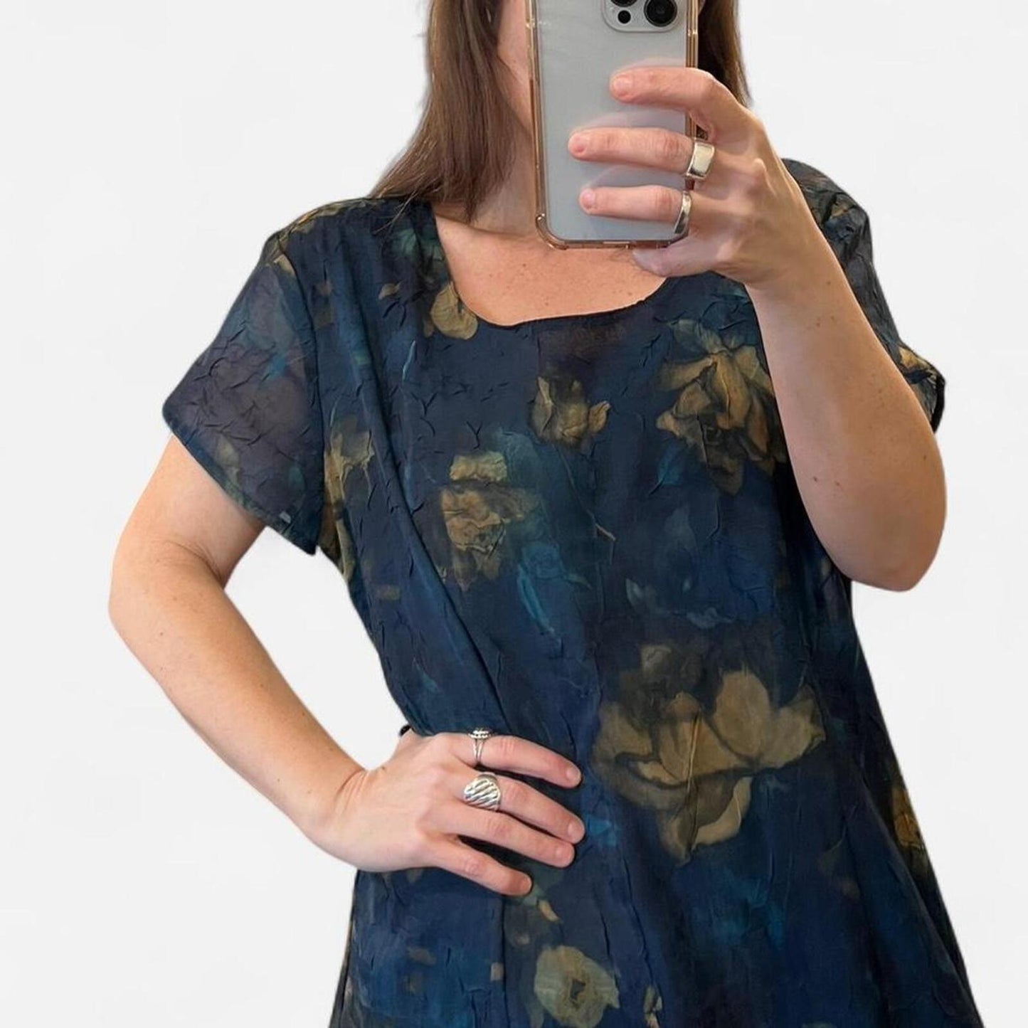 Vintage 90s Romantic Sheer Layer Floral Maxi Dress