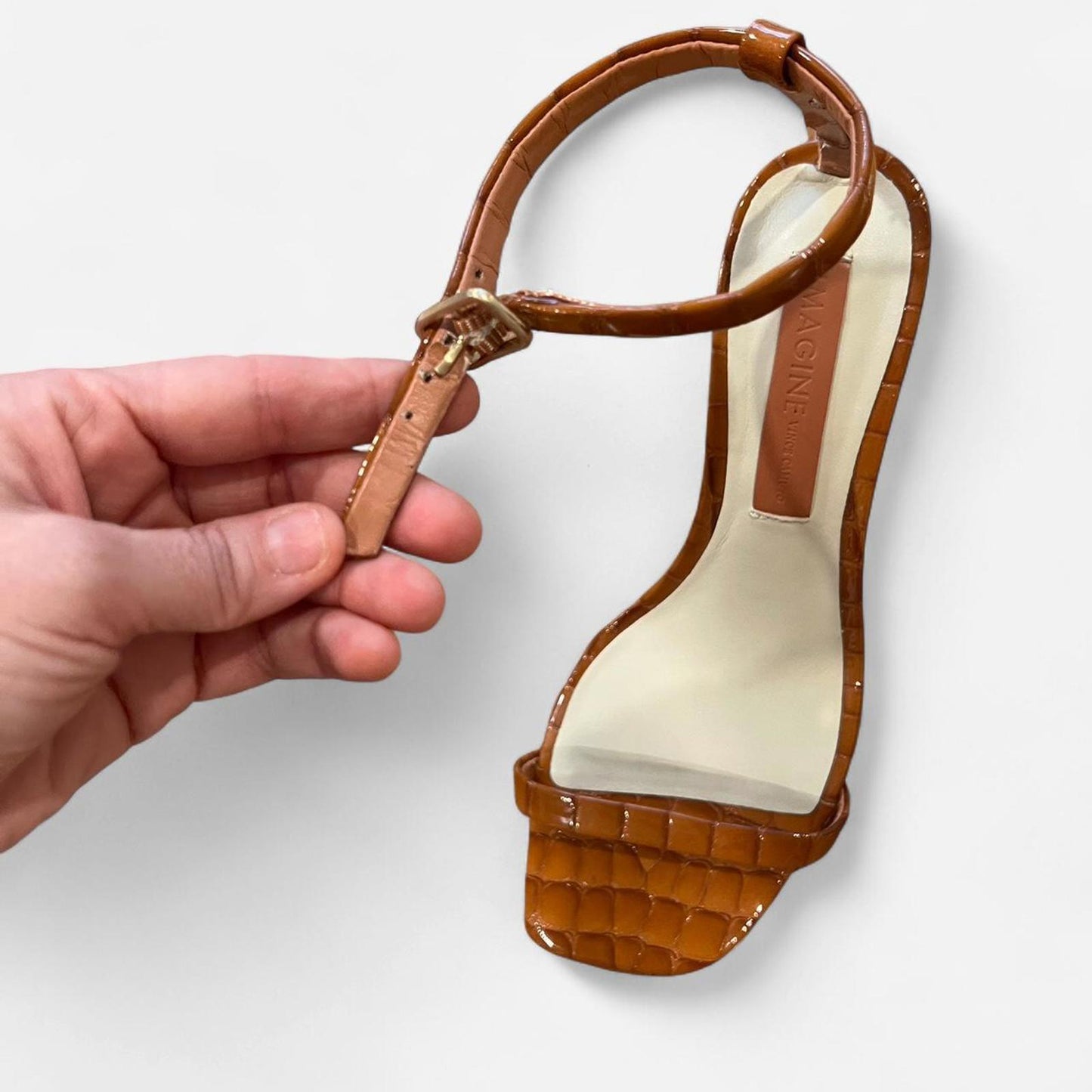 Brown Croc Embossed Heels