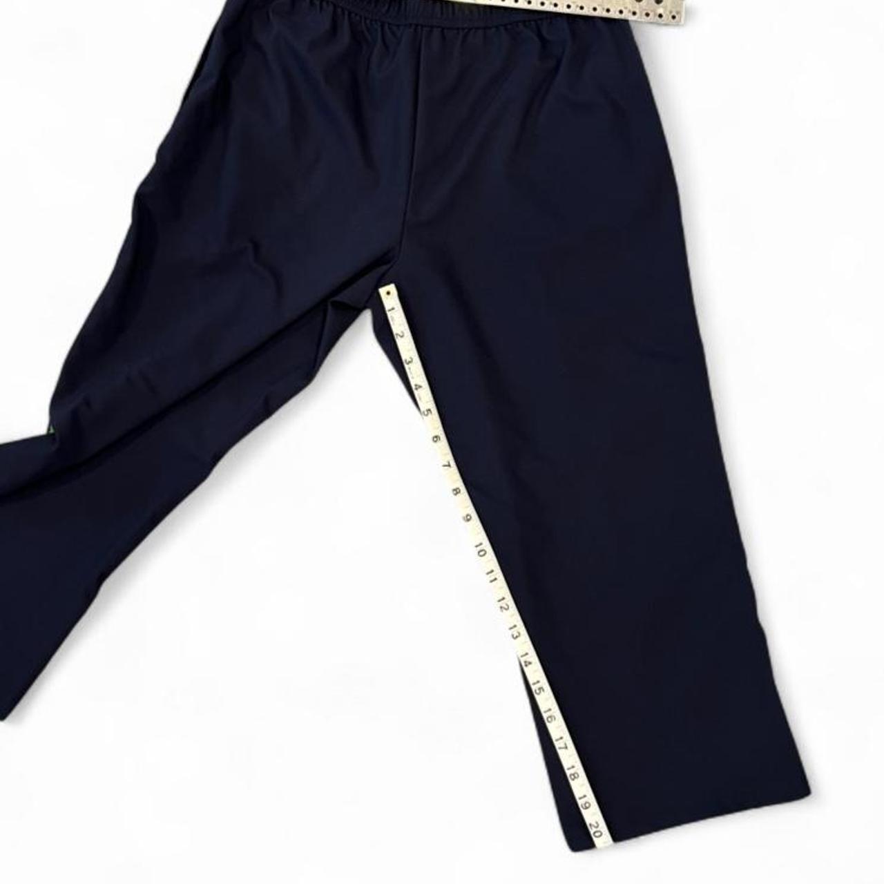 Y2K Navy Track Pants Green Stripe Cropped Wide Leg Athletic Lounge Pants M
