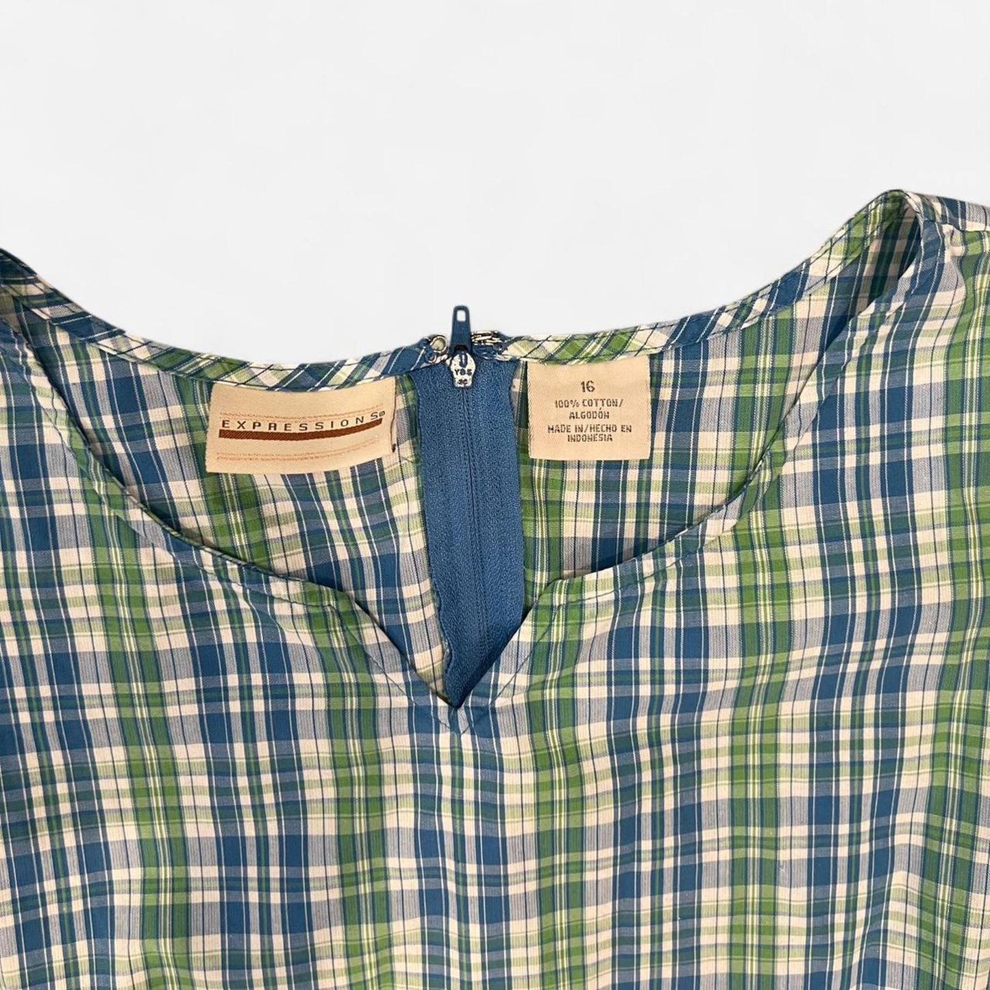 Vintage 90s Cotton Plaid Shift Dress
