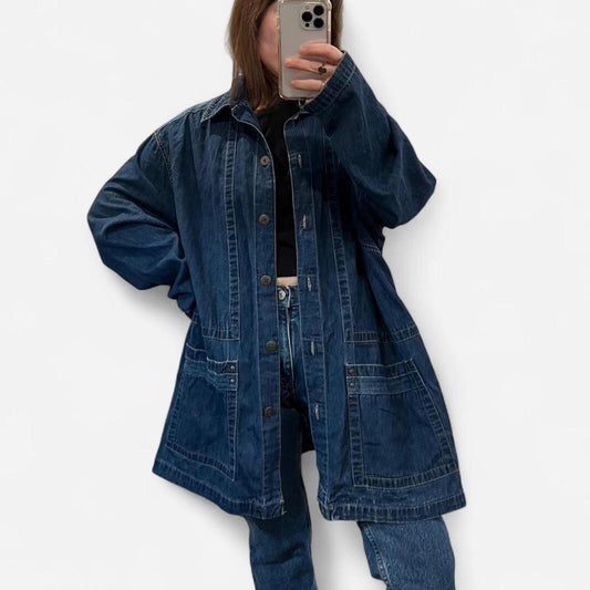 Vintage 90’s Denim Chore Jacket Oversized Workwear Utility