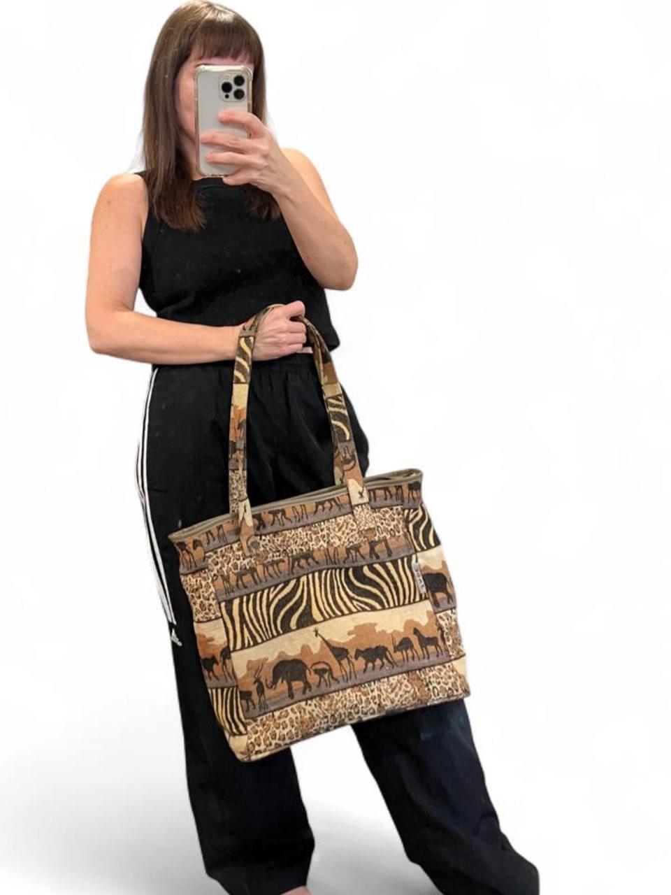 Vintage Safari Animal Print Tapestry Tote Bag