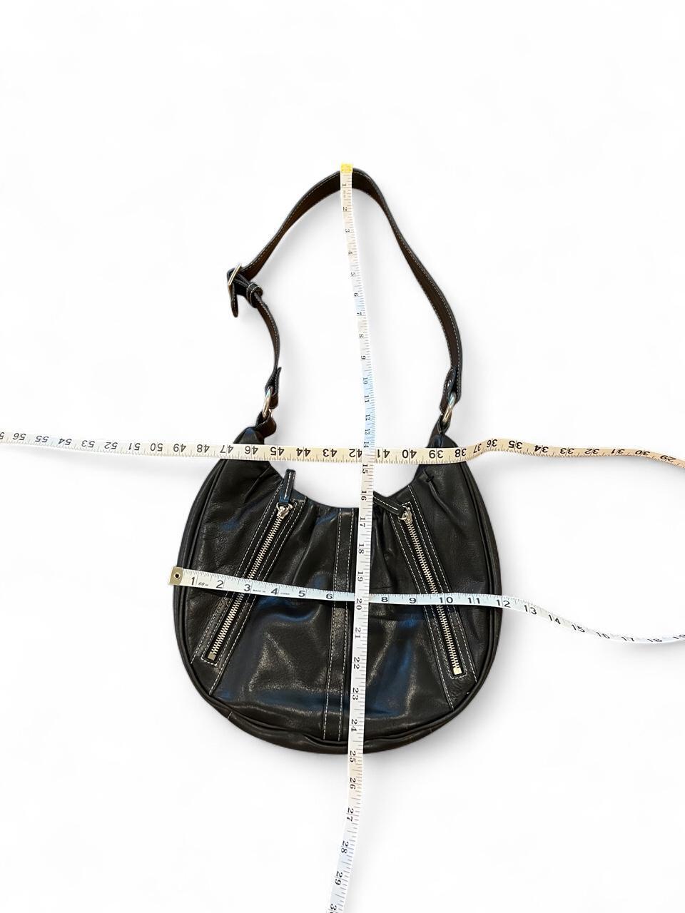 Vintage Y2K Black Genuine Leather Slouch Shoulder Bag Zip Hobo