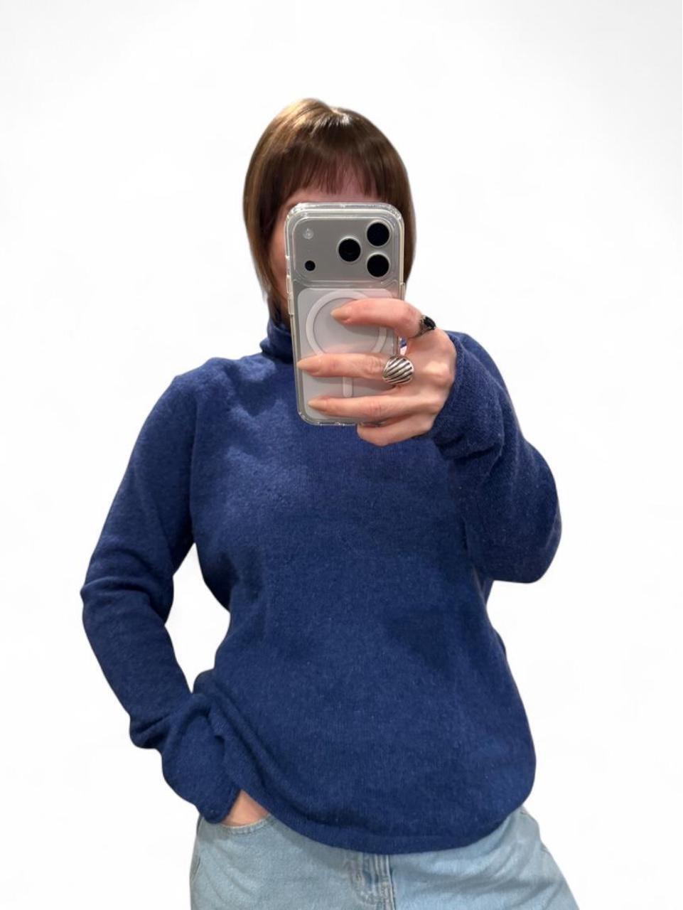 100% Cashmere Cobalt Blue Turtleneck Sweater