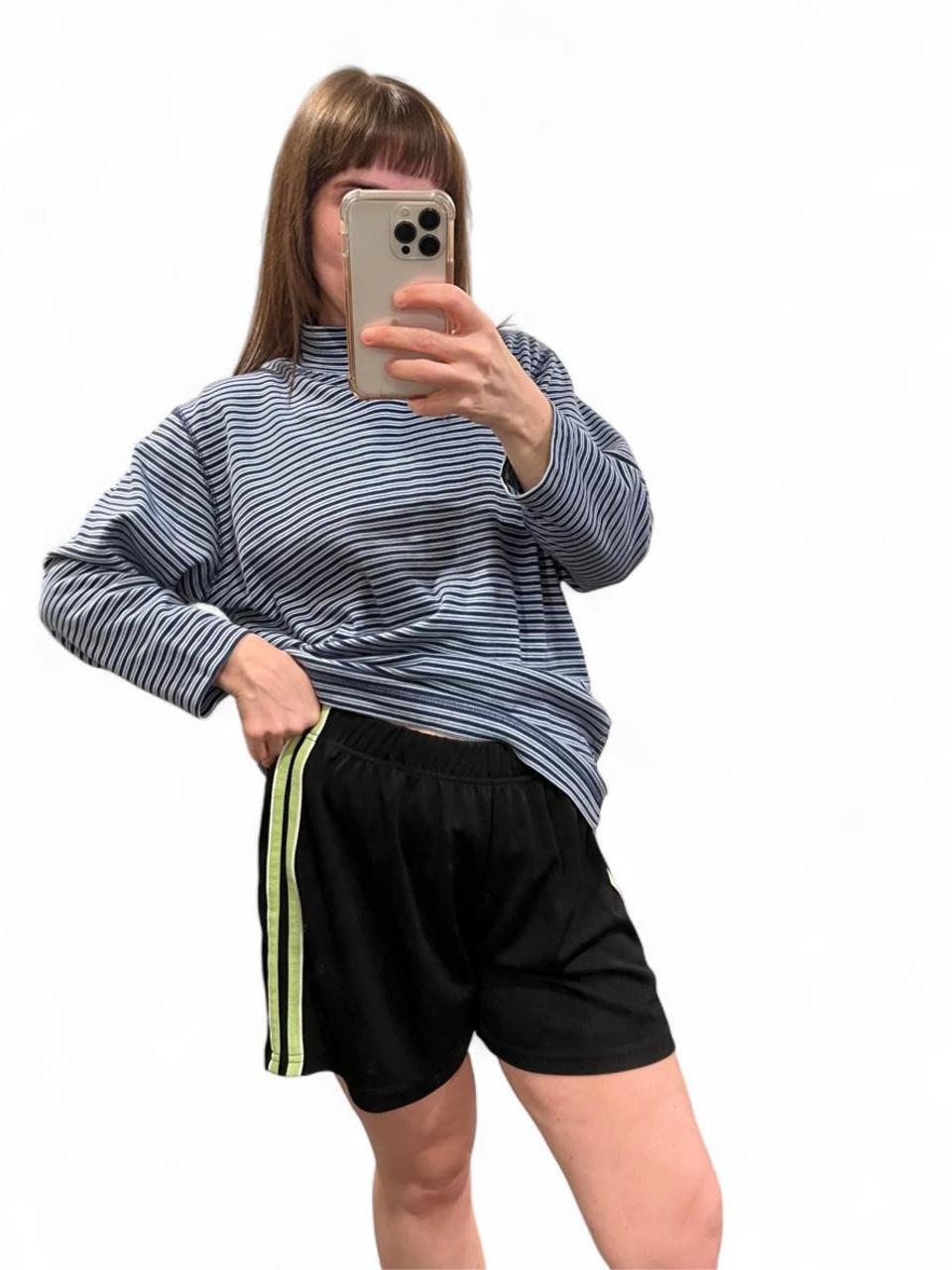 Y2K Black Athletic Dolphin Shorts Neon Side Stripe Retro Gym Lounge M