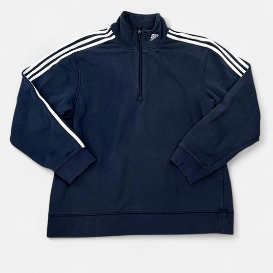 Y2K Adidas Navy 3-Stripe Quarter Zip Sweatshirt