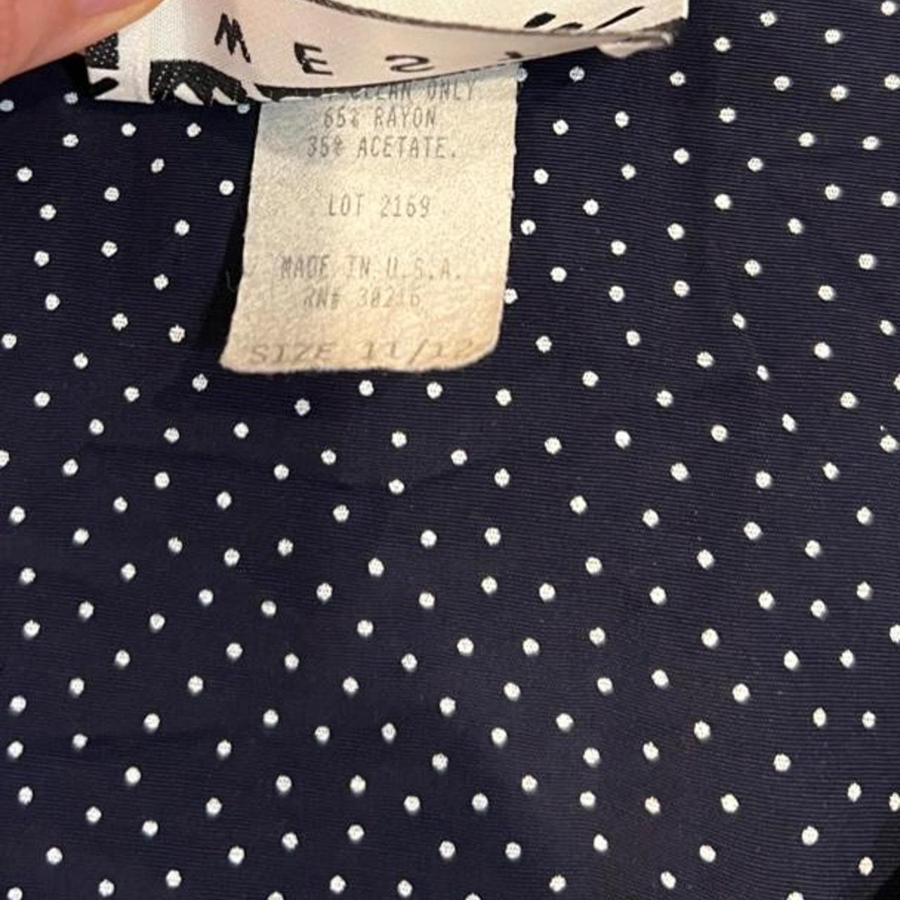 Vintage 90s Navy Polka Dot Button Front Dress Pearl Buttons