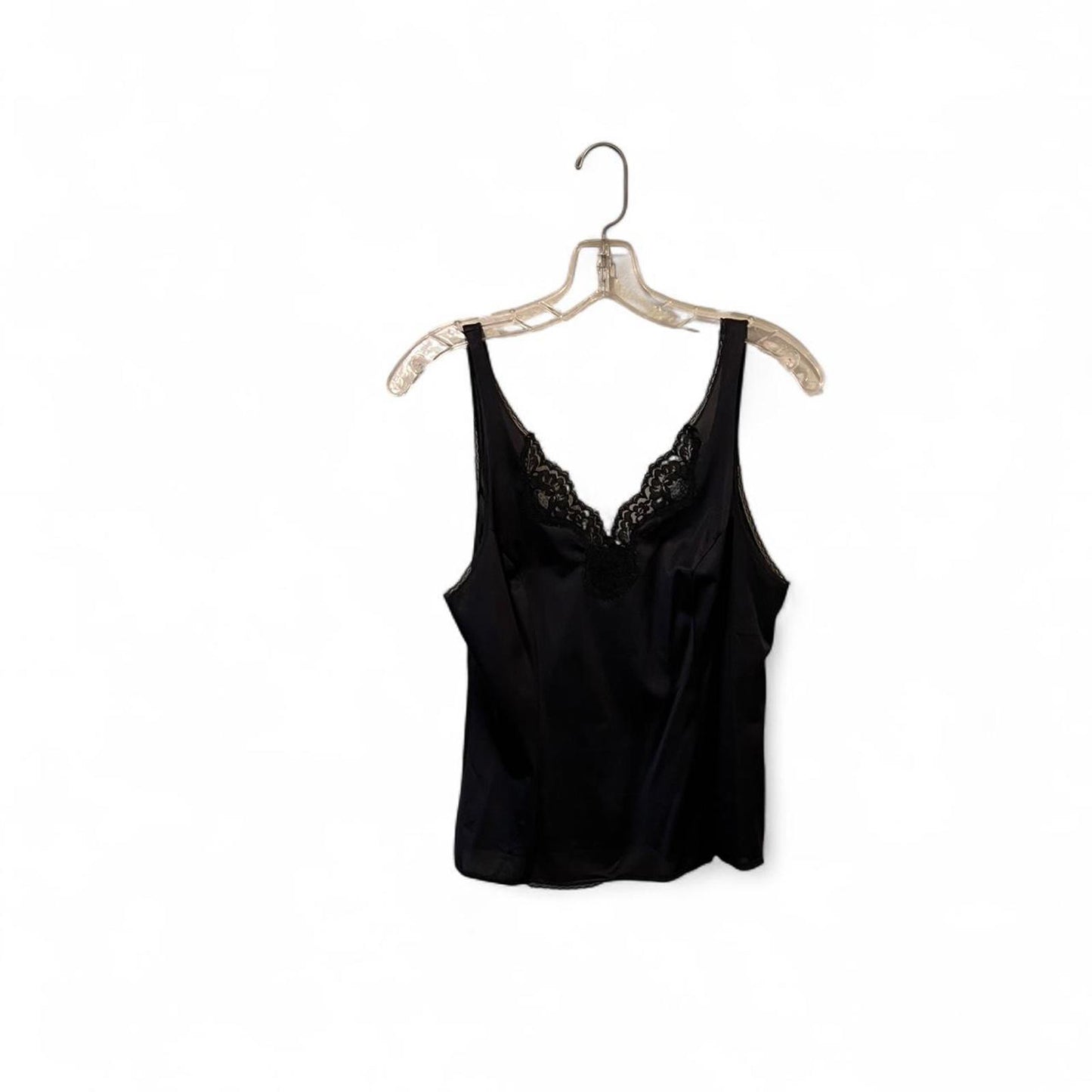 Vintage Black Satin Lace Tank
