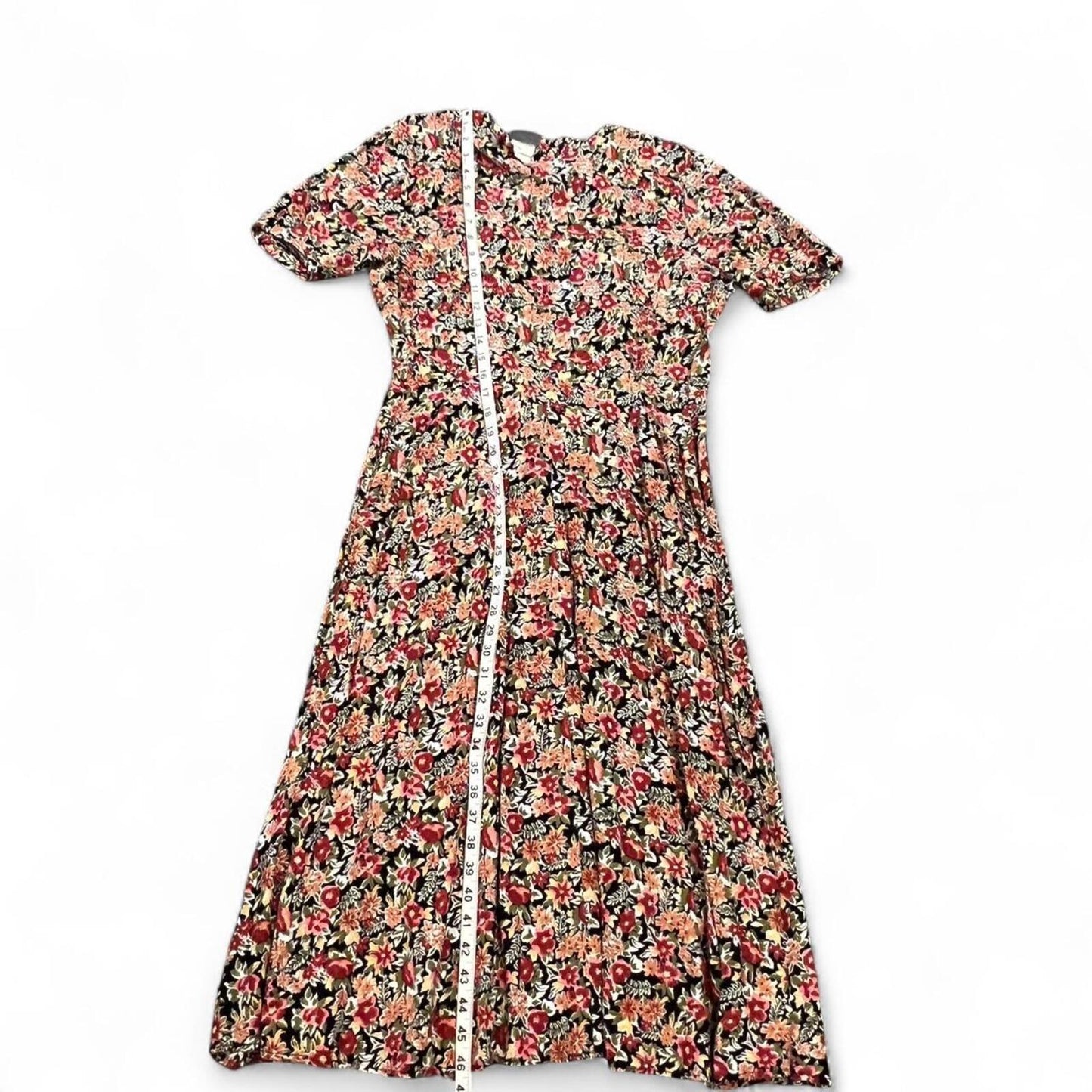 Vintage Floral Midi Dress 90s Grunge Soft Girl Rayon
