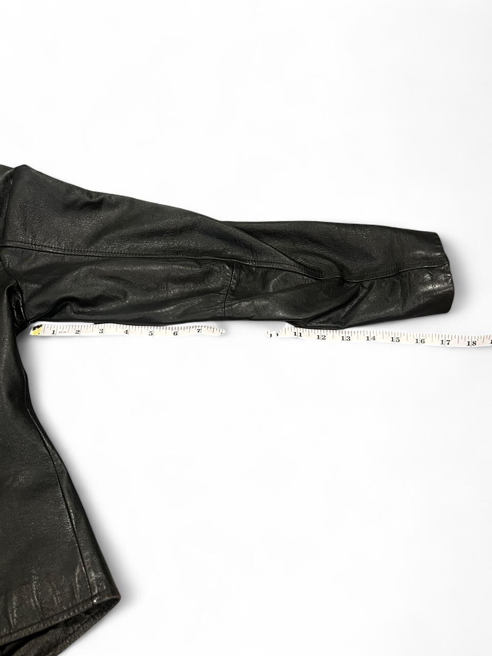 Vintage Y2K Genuine Leather Zip Jacket Black Fitted Moto Minimalist