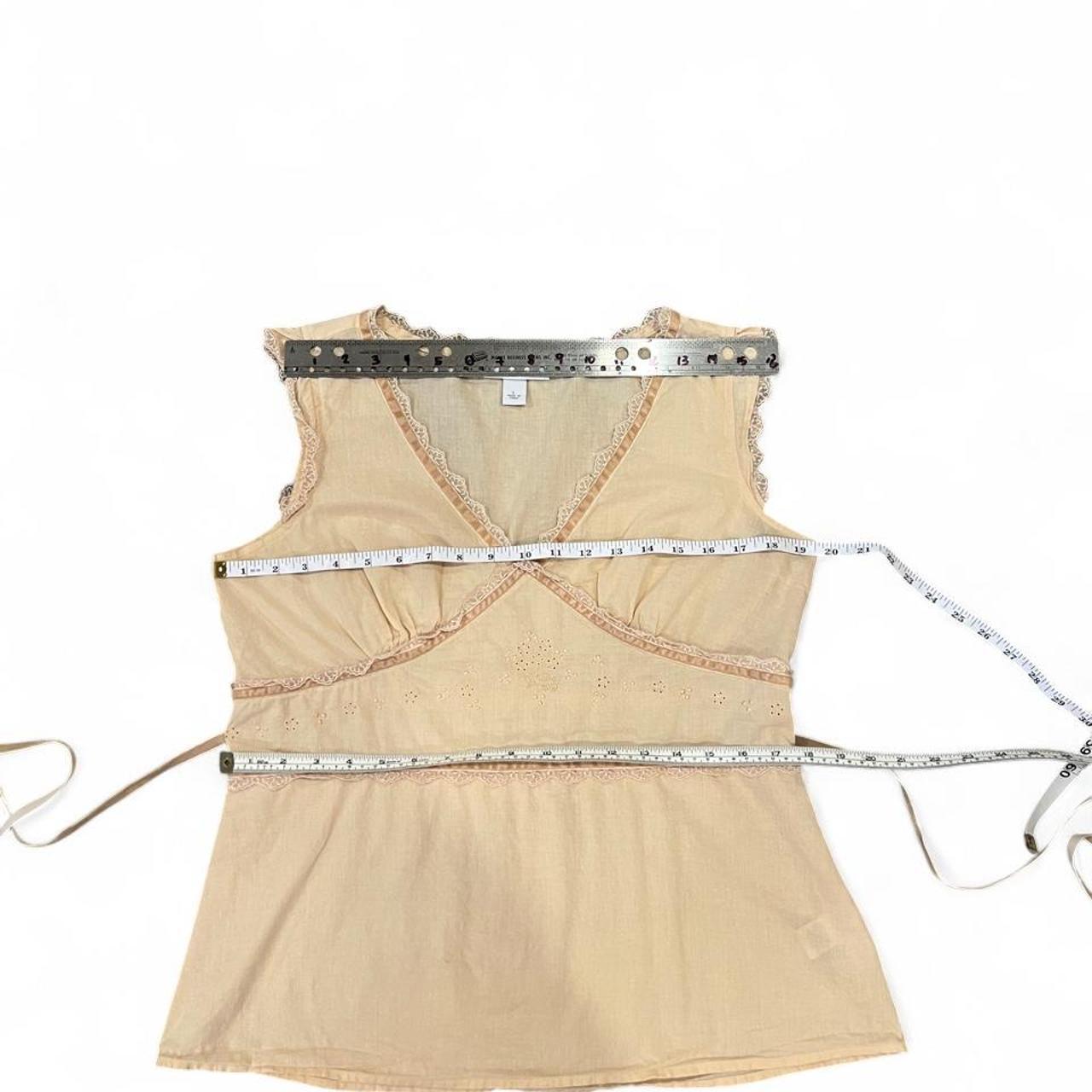 Y2K Butter Cream Eyelet Lace Cotton Top Coquette Boho L