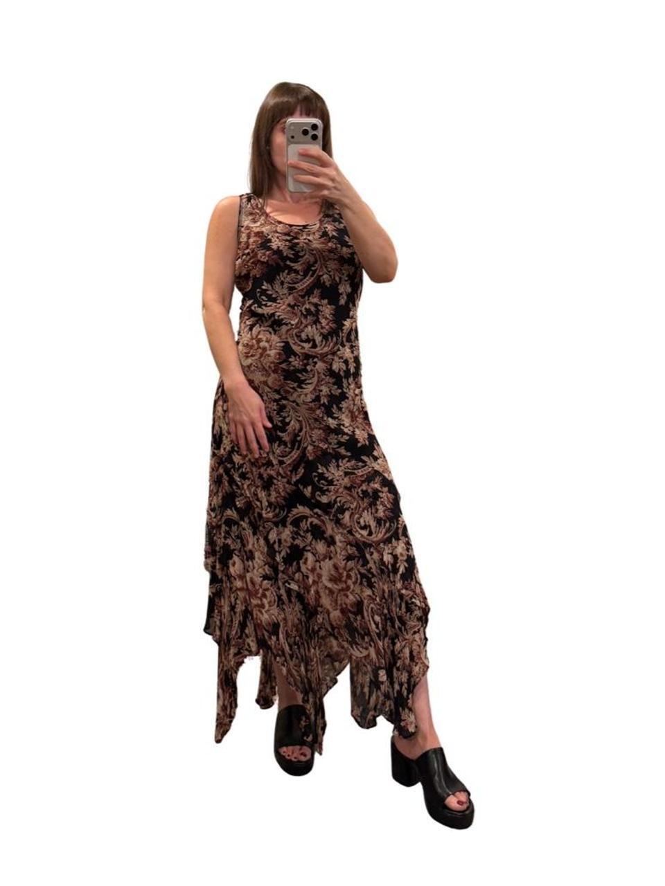 Vintage Romantic Goth Floral Beaded Maxi Dress