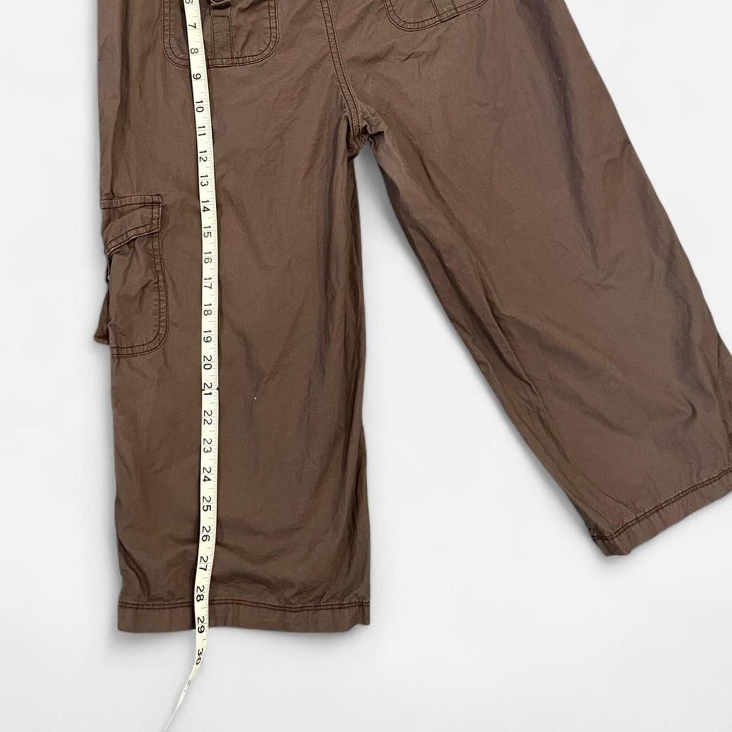 Y2K Brown Cargo Capri Pants