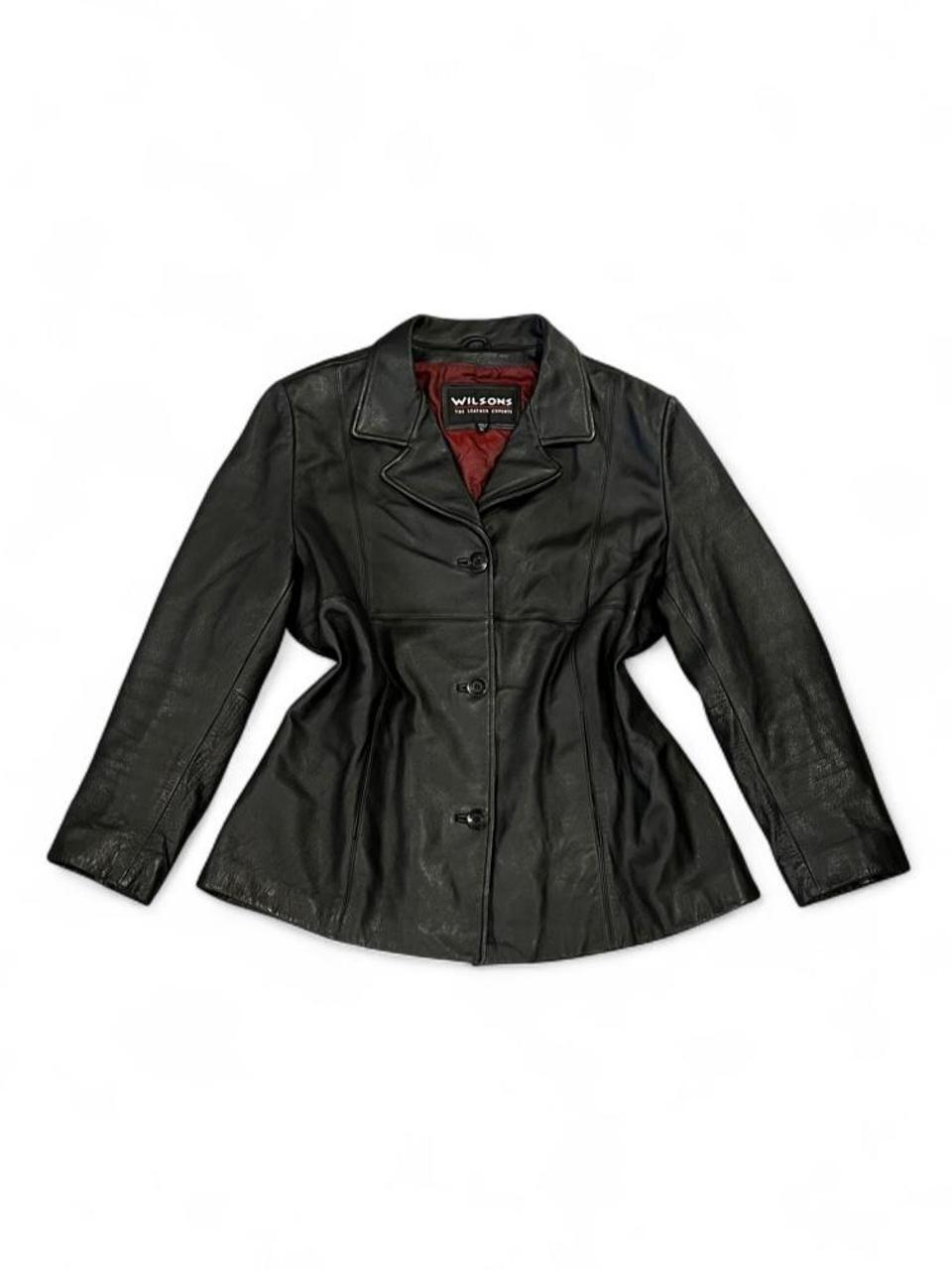 Vintage Wilsons Black Genuine Leather Blazer Jacket Y2K Minimalist Moto XL