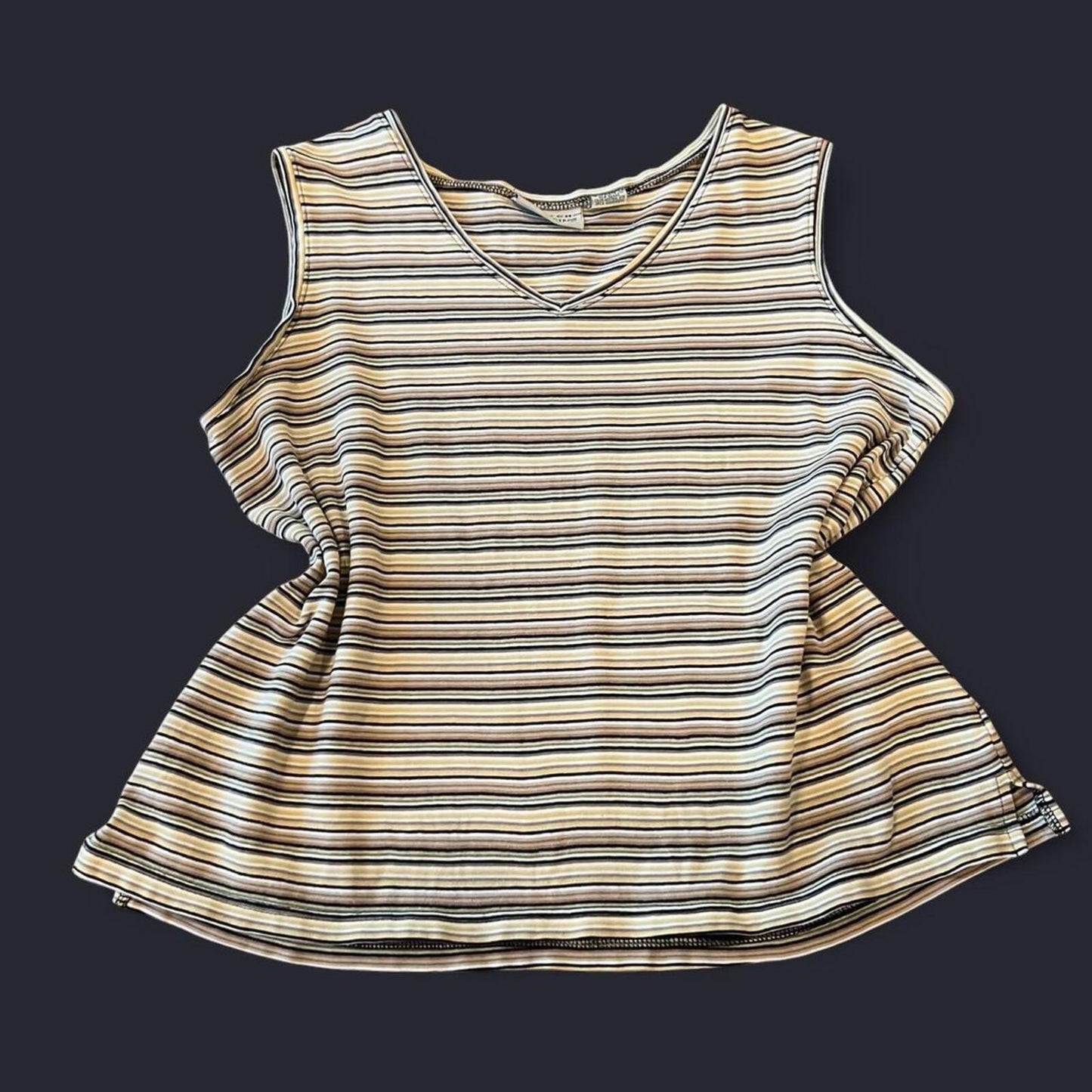 Vintage Y2K Striped V Neck Tank Top Tee