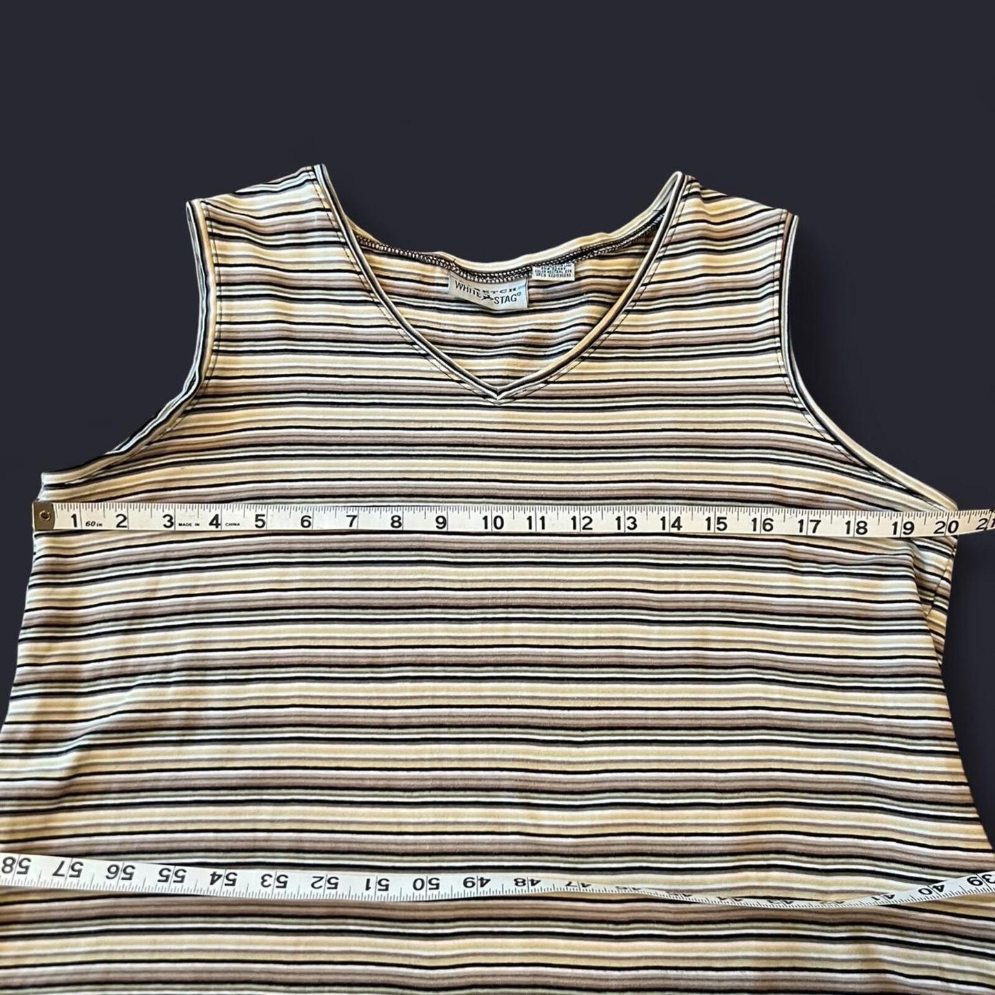 Vintage Y2K Striped V Neck Tank Top Tee